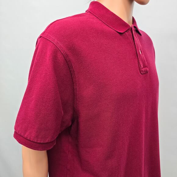 J. Crew Repp Polo Shirt Men XL Burgundy Red Pique Short Sleeve Cotton Mesh - Picture 7 of 11